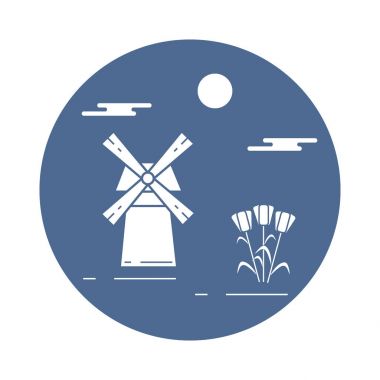 Semboller (Hollanda) ile illüstrasyon. Seyahat ve eğlence.