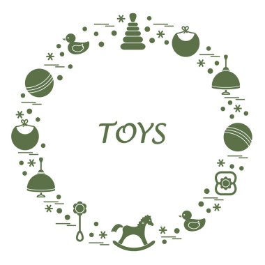 Vektör çizim çocuklar bir daire içinde düzenlenmiş elemanları: whirligi