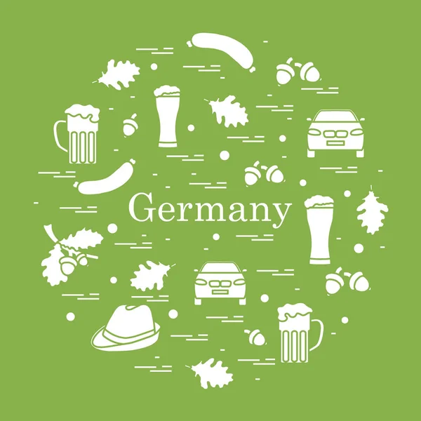 Illustration vectorielle avec divers symboles de l'Allemagne disposés en — Image vectorielle