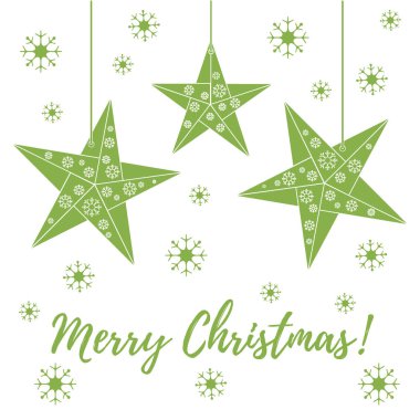 Vektör çizim kar taneleri ve üç yıldız origami ile kat