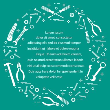 Yapı, inşaat ve ev onarım için çeşitli araçlar.