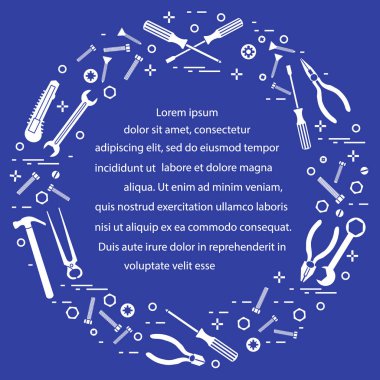 Yapı, inşaat ve ev onarım için çeşitli araçlar.