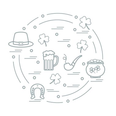 Cute vector illustration with different symbols for St. Patrick'