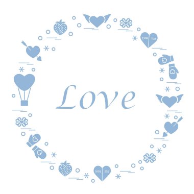 Sevimli vektör çizim ile farklı romantik sembolleri düzenlemek