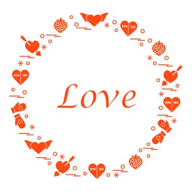 Sevimli vektör çizim ile farklı romantik sembolleri düzenlemek