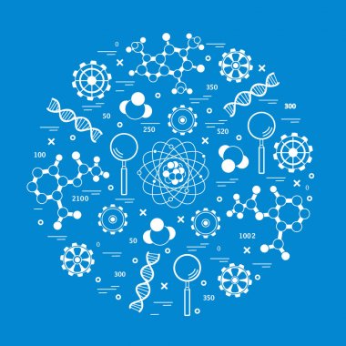 Stilize vektör simge çeşitli bilimsel, eğitim elemanları.