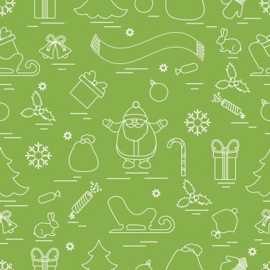 Kış çeşitli Noel elemanları ile seamless modeli: ağaç, 