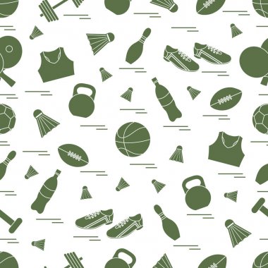 Spor konulu seamless modeli. Vektör çizim spor