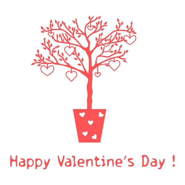 Arbre avec coeurs.Carte de voeux Valentine's — Image vectorielle