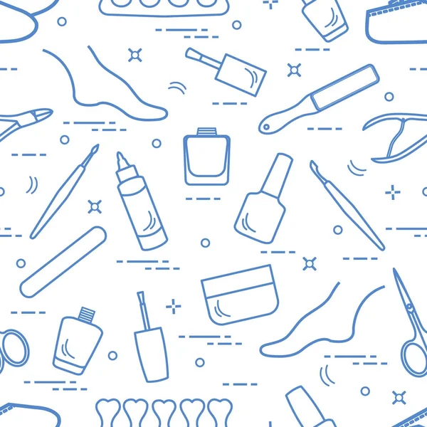 美甲和修脚的工具和产品模式 — 图库矢量图片
