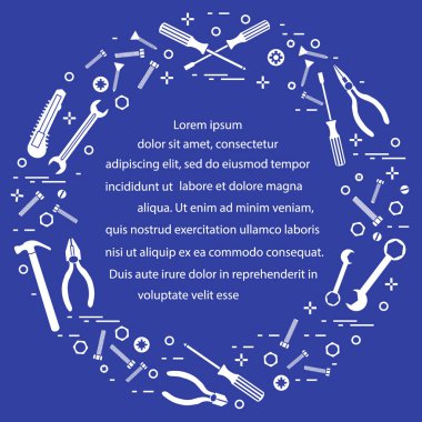 Yapı, inşaat ve ev onarım için çeşitli araçlar.