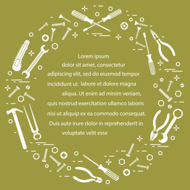 Yapı, inşaat ve ev onarım için çeşitli araçlar.