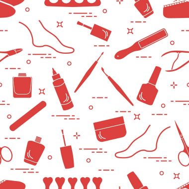 Manikür ve pedikür araçları ve ürünleri güzellik için desen bir