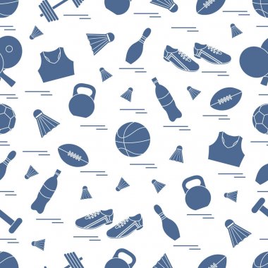 Spor konulu seamless modeli. Vektör çizim spor