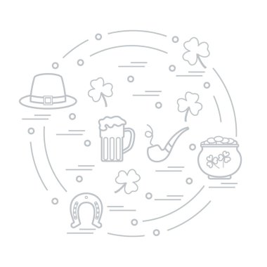 Cute vector illustration with different symbols for St. Patrick'