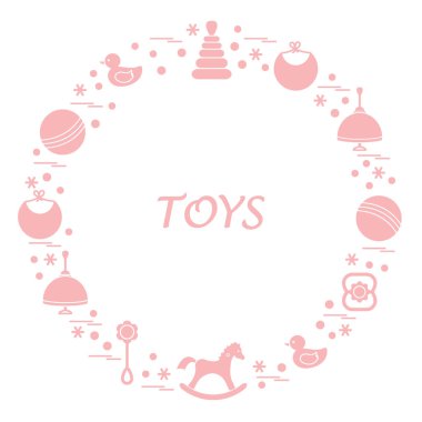 Vektör çizim çocuklar bir daire içinde düzenlenmiş elemanları: whirligi