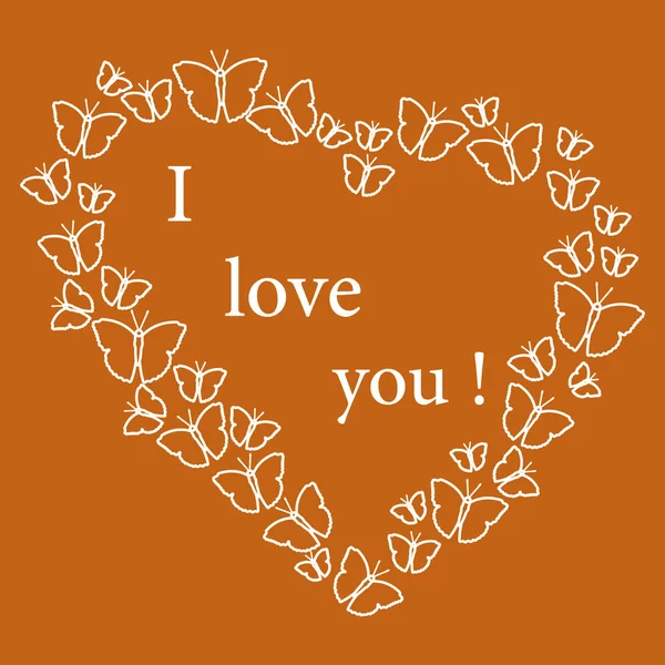Butterflies in Hearts. Valentine's Day. I love you — Stock Vector
