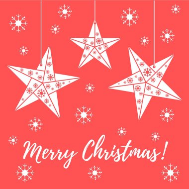 Vektör çizim kar taneleri ve üç yıldız origami ile kat