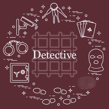 Ceza ve Dedektif öğeleri. Ben vektör suç, hukuk ve adalet