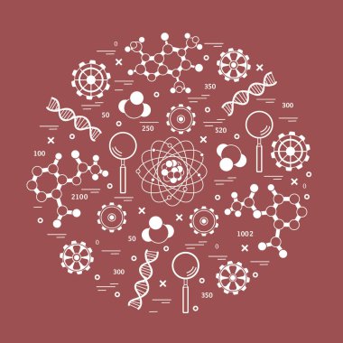 Stilize vektör simge çeşitli bilimsel, eğitim elemanları.