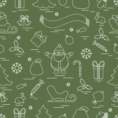 Kış çeşitli Noel elemanları ile seamless modeli: ağaç, 