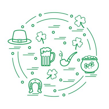 Cute vector illustration with different symbols for St. Patrick'