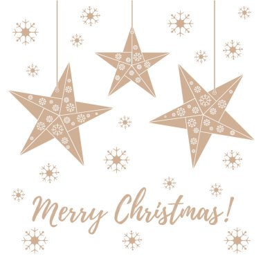 Vektör çizim kar taneleri ve üç yıldız origami ile kat