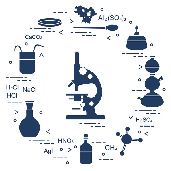 Kimya bilimsel, eğitim öğeleri. — Stok Vektör
