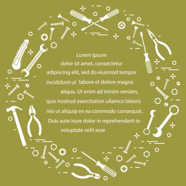 Yapı, inşaat ve ev onarım için çeşitli araçlar.