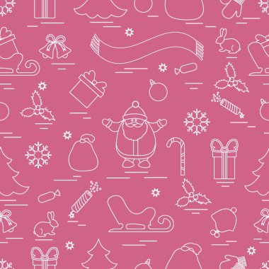 Kış çeşitli Noel elemanları ile seamless modeli: ağaç, 