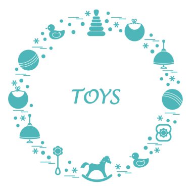 Vektör çizim çocuklar bir daire içinde düzenlenmiş elemanları: whirligi