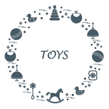 Vektör çizim çocuklar bir daire içinde düzenlenmiş elemanları: whirligi