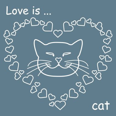 birçok kupa ve sevimli kedi. Sevgililer günü