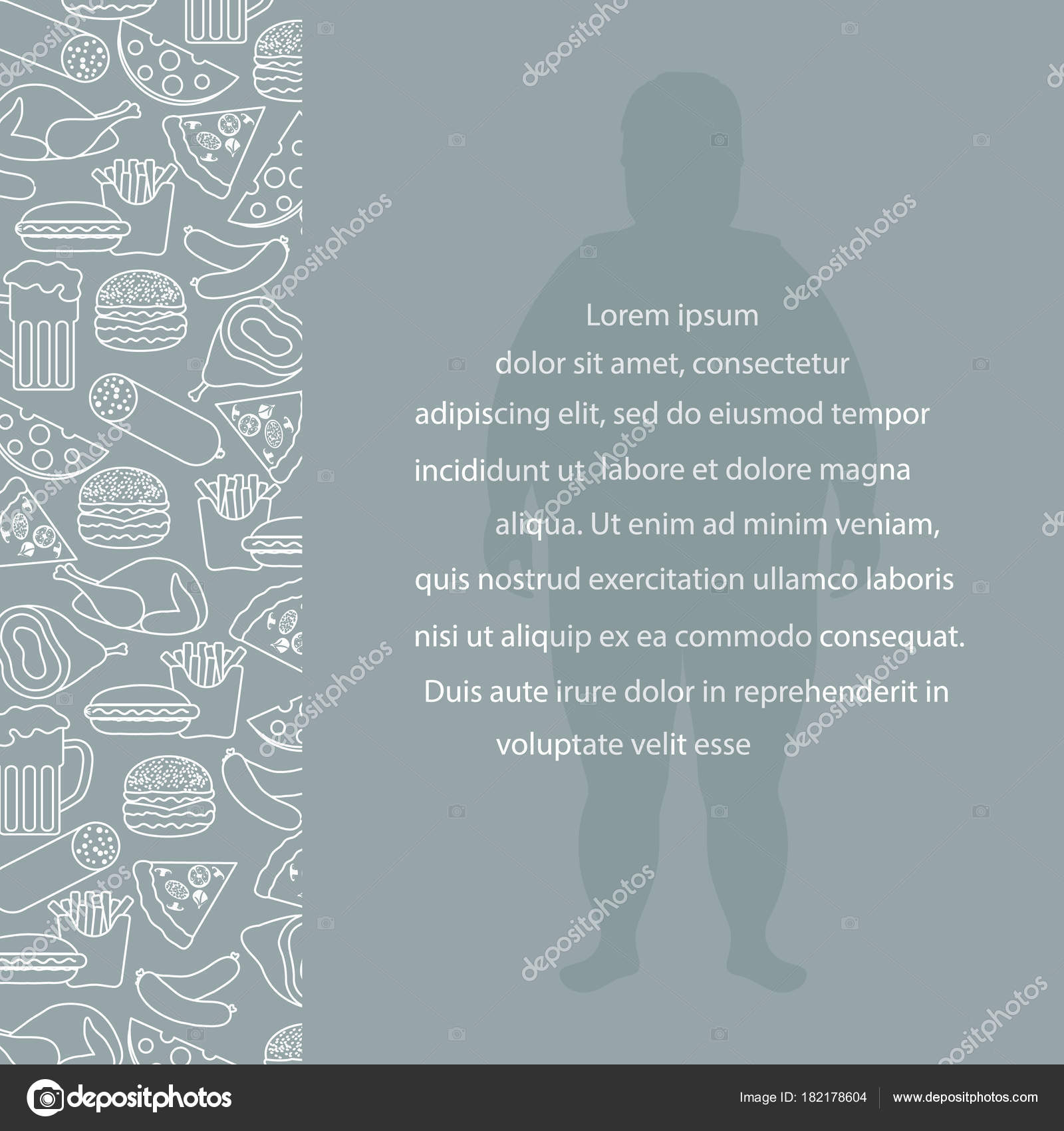 不健康なライフ スタイルのシンボルとデブ男 有害な食生活 バナーのデザインし ストックベクター C Aquamarine Painter Gmail Com