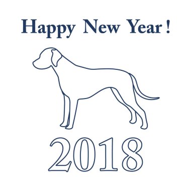 Dalmaçya siluet ve yazıt mutlu yeni yıl. Tasarım öğesi kartpostal, başlık sayfası, poster veya baskı için.