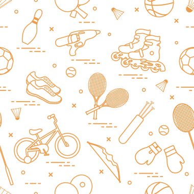 Desen bisiklet, silindirler, boks eldivenleri, su tabancası ve bowling, Masa Tenisi, tenis, badminton, futbol, basketbol, okçuluk için ürünler. Spor ve sağlıklı yaşam çocukluk.