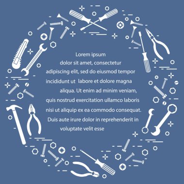 Yapı, inşaat ve ev onarım için çeşitli araçlar.