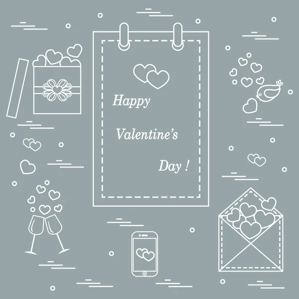 Sevimli vektör çizim: Sevgililer günü, hediyeler ile takvim — Stok Vektör