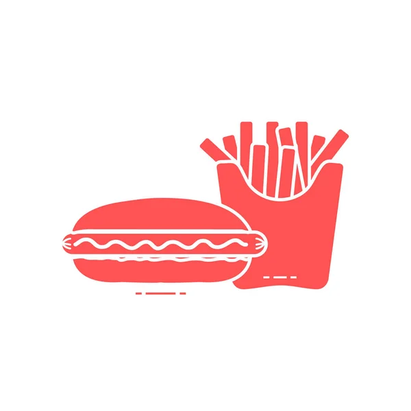 Frites et hot-dogs. Habitudes alimentaires néfastes . — Image vectorielle