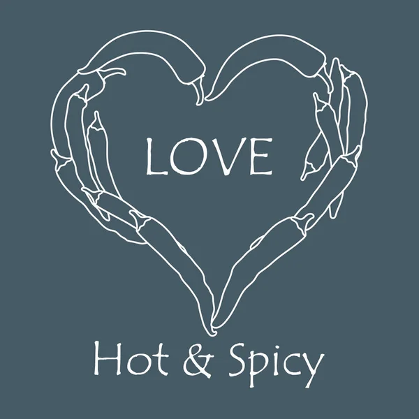 stock vector Heart of hot chilli peppers. Valentine's Day