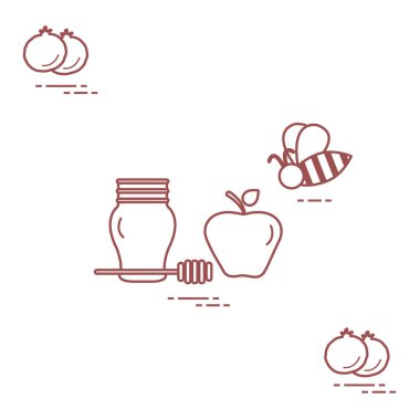 Apple Rosh Hashanah, nar, arı bal. Geleneksel J