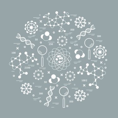 Stilize vektör simge çeşitli bilimsel, eğitim elemanları.