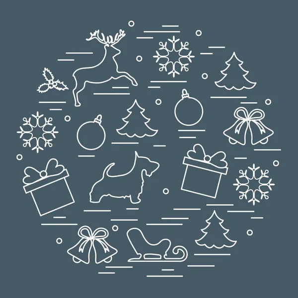 Verschillende Nieuwjaar en kerst symbolen. Winter elementen. — Stockvector