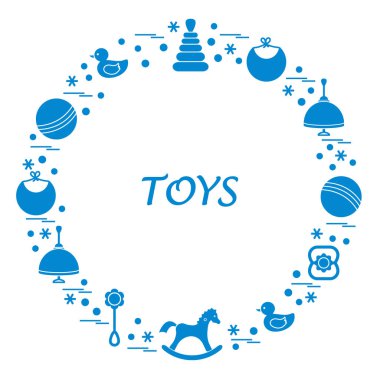 Vektör çizim çocuklar bir daire içinde düzenlenmiş elemanları: whirligi