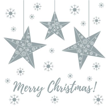 Vektör çizim kar taneleri ve üç yıldız origami ile kat
