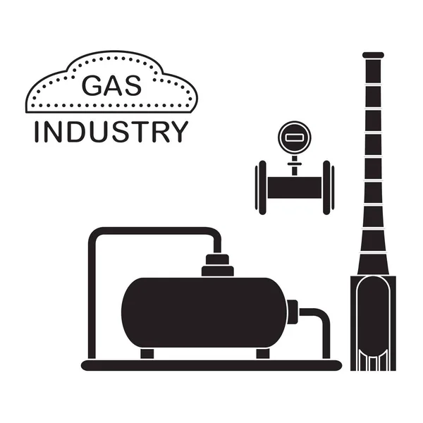 Gas processing plant. Industrial gas meter. — Stock Vector