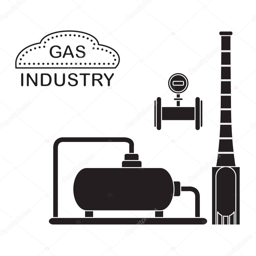 Gas processing plant. Industrial gas meter.