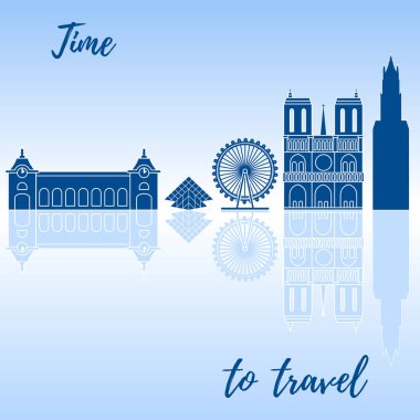 Dönme dolap, müze, katedral, Piramit, gökdelen.