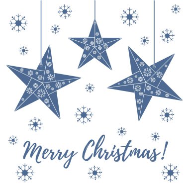 Vektör çizim kar taneleri ve üç yıldız origami ile kat