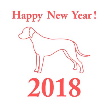 Dalmaçya siluet ve yazıt mutlu yeni yıl.